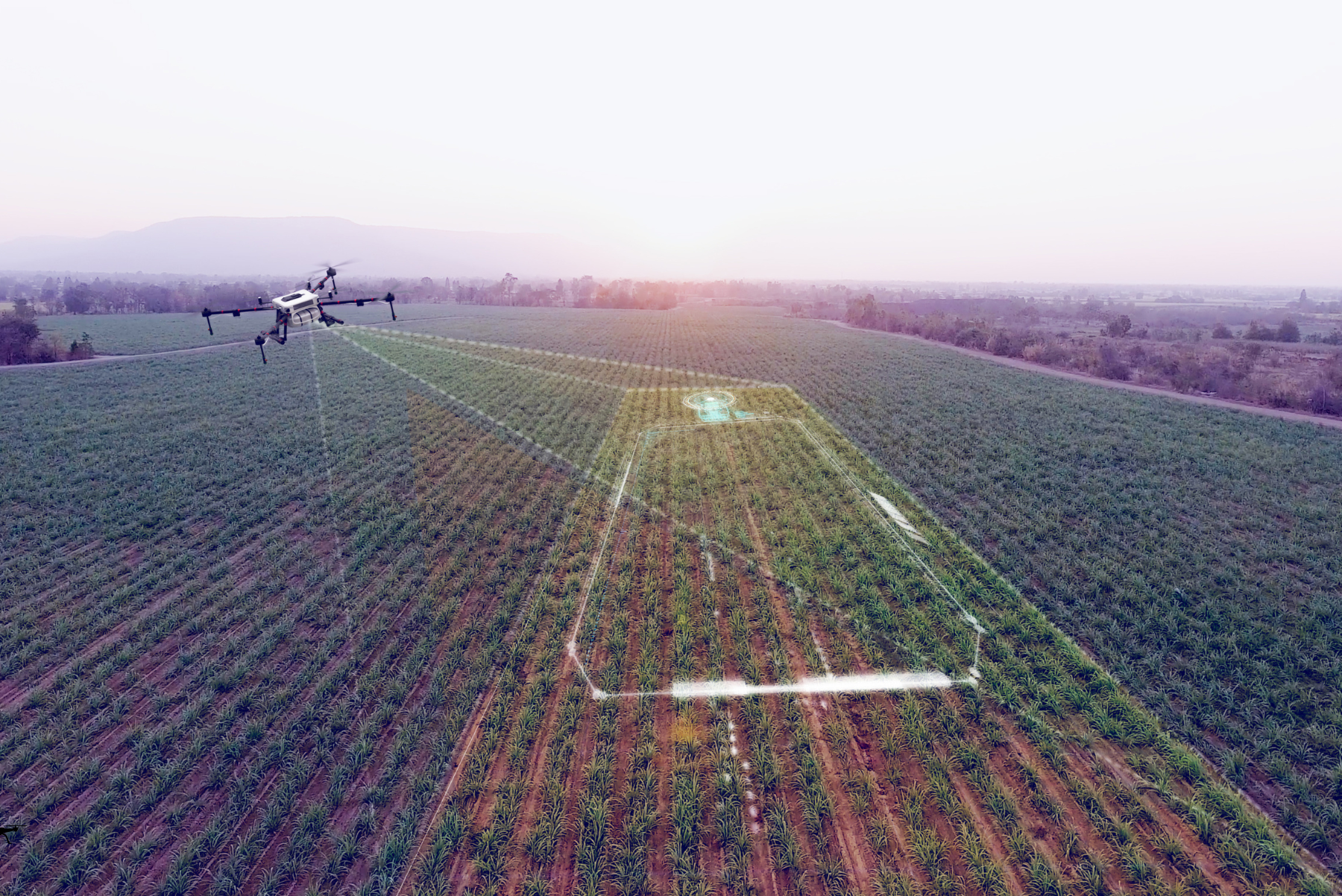 Dron realizando inspección aérea y captura de imágenes georreferenciadas para fotogrametría técnica.