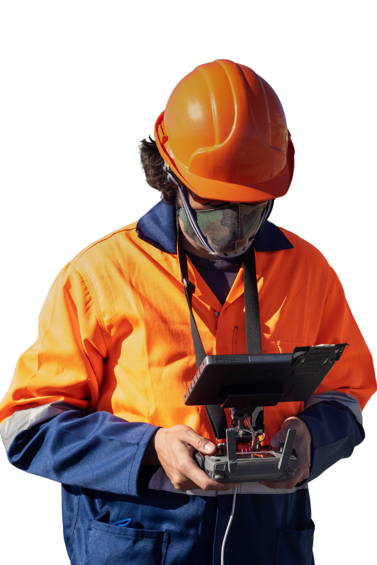 Piloto de dron realizando operaciones UAS